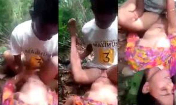 chavita adolescente cogiendo entre las hierbas con el novio