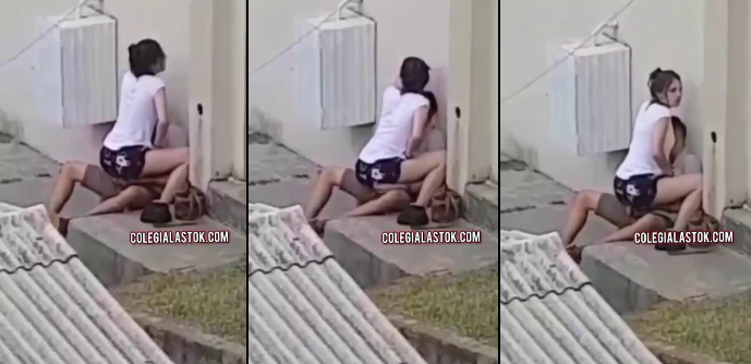 parejita de novios de prepa los graban cogiendo en la calle