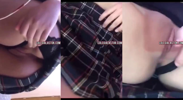 que rica colegiala se hace de lado el calzon y deja ver su deliciosa panocha rosa