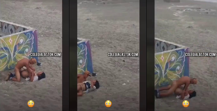 parejita de novios adolescentes cogiendo en playa de veracruz y los graban desde lejos