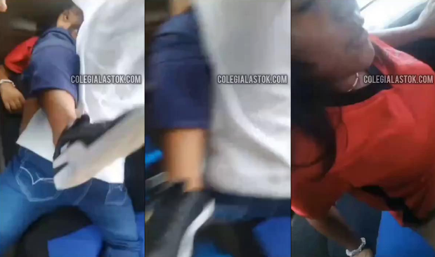 morrita colegiala cogida por sus amigos en el camion