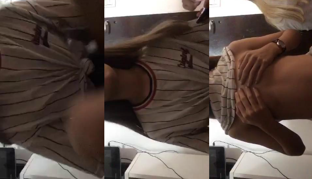 sabrosa morrita colegiala ensenando las tetas y las nalgas