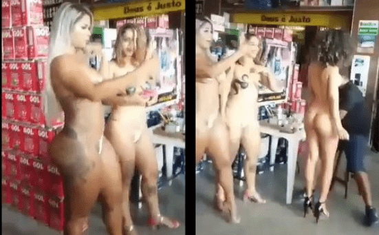 edecanes semidesnudas en tienda de autoservicio