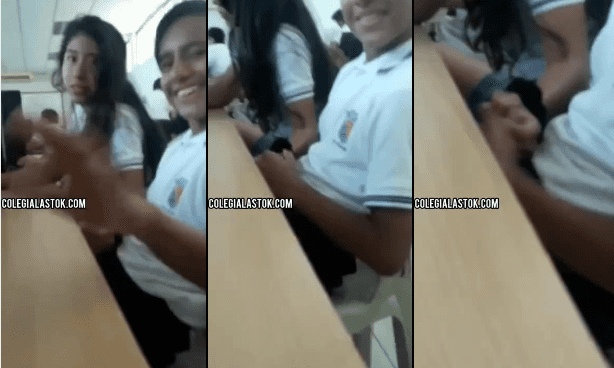 Colegiala mexicana masturba a uno de sus compañeros dentro del salon y los graba su amigo