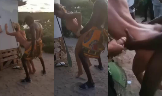 increible rubia culona se deja coger por una tribu africana y todos la cogen duro